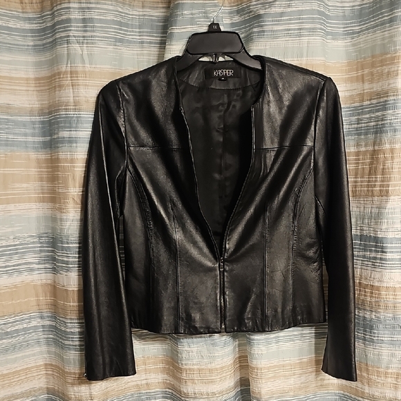 Kasper Black Leather Motorcycle Jacket - Picture 1 of 6